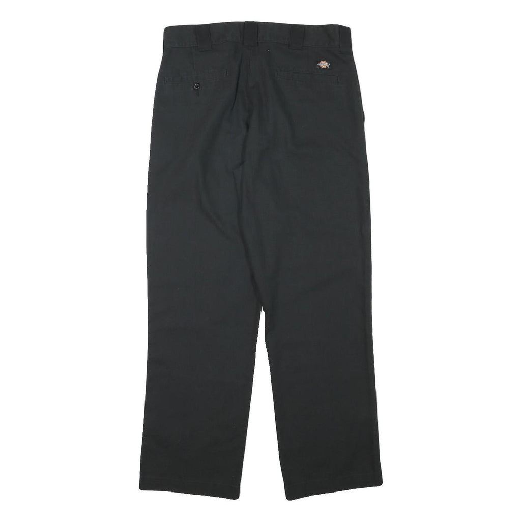 DICKIES Mens Cotton Blend Black Regular Straight Trousers W32 L30 Workwear Zip