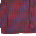 Womens Red Blue Check Button Jacket L Polyester Blend Classic Fit Long Sleeve