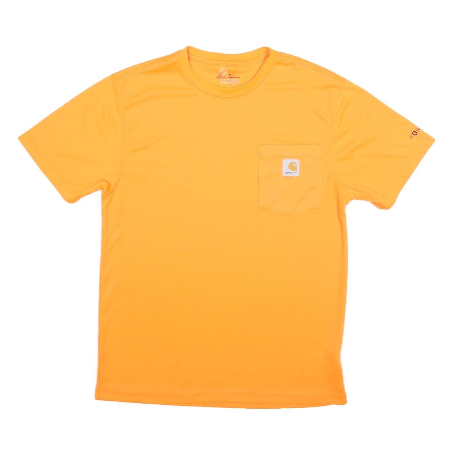 CARHARTT Mens Orange Pocket T-Shirt S Short Sleeve Crew Neck Logo Workwear