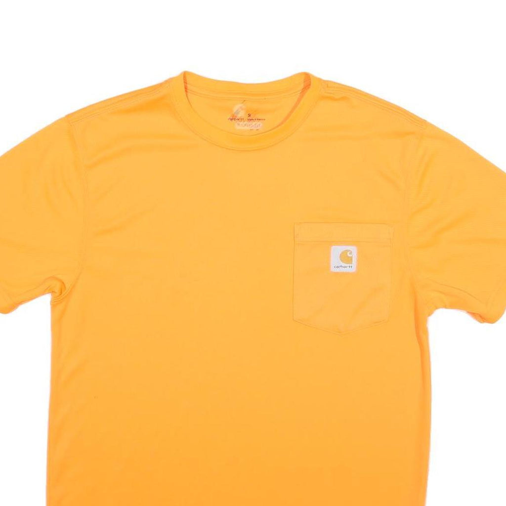 CARHARTT Mens Orange Pocket T-Shirt S Short Sleeve Crew Neck Logo Workwear
