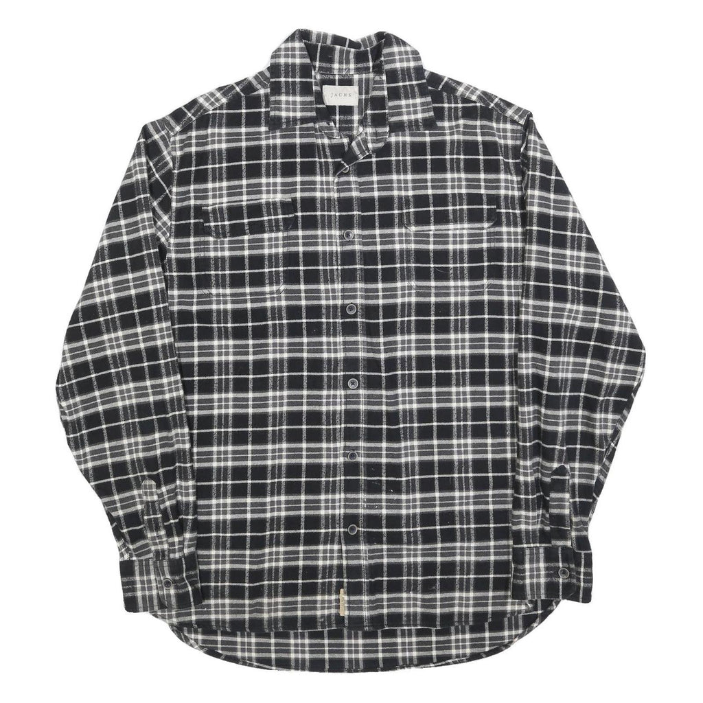 JACHS Mens Black & White Check Shirt L Cotton Blend Long Sleeve Casual