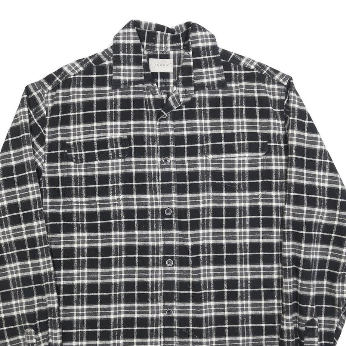 JACHS Mens Black & White Check Shirt L Cotton Blend Long Sleeve Casual