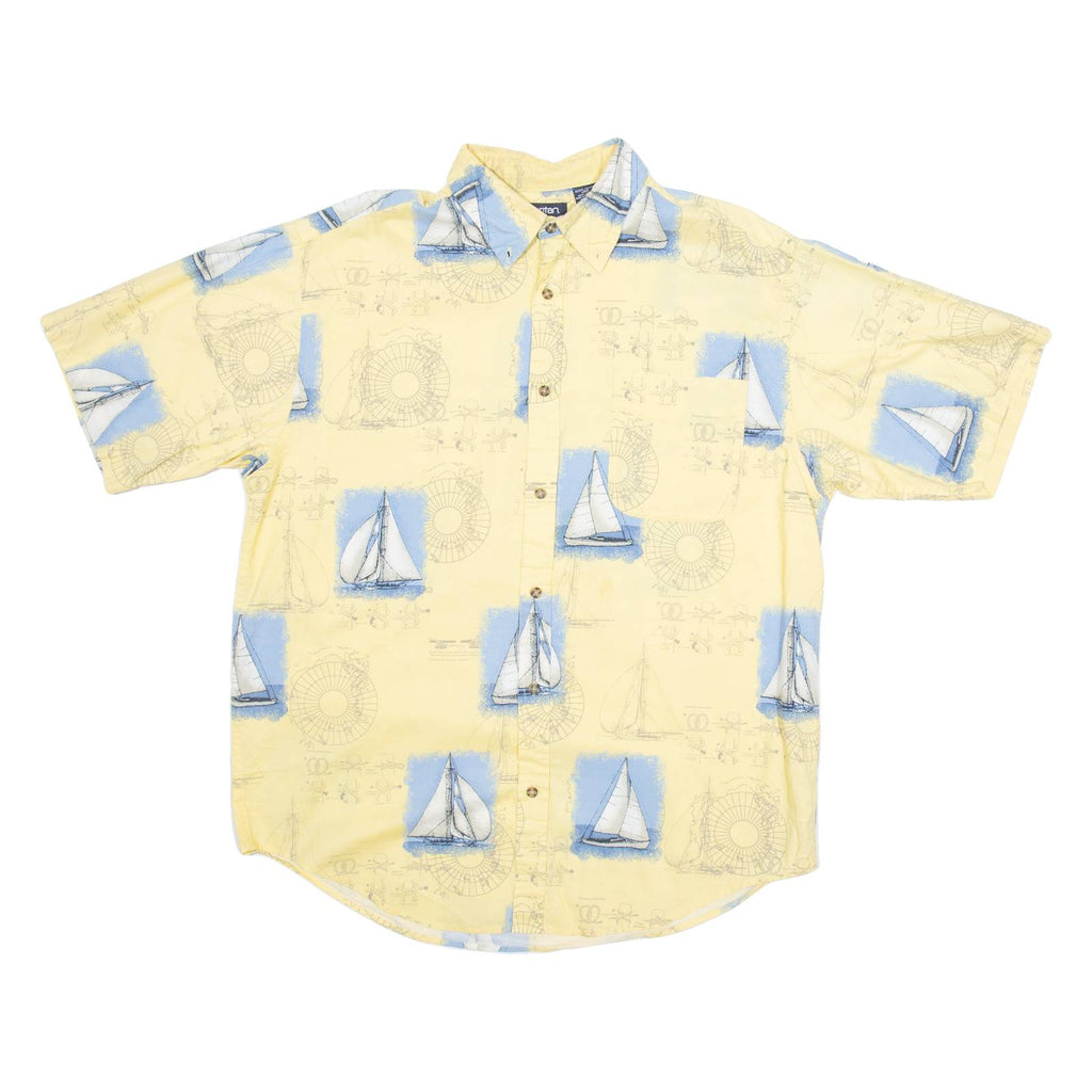 PURITAN Mens Shirt Yellow Crazy Pattern L