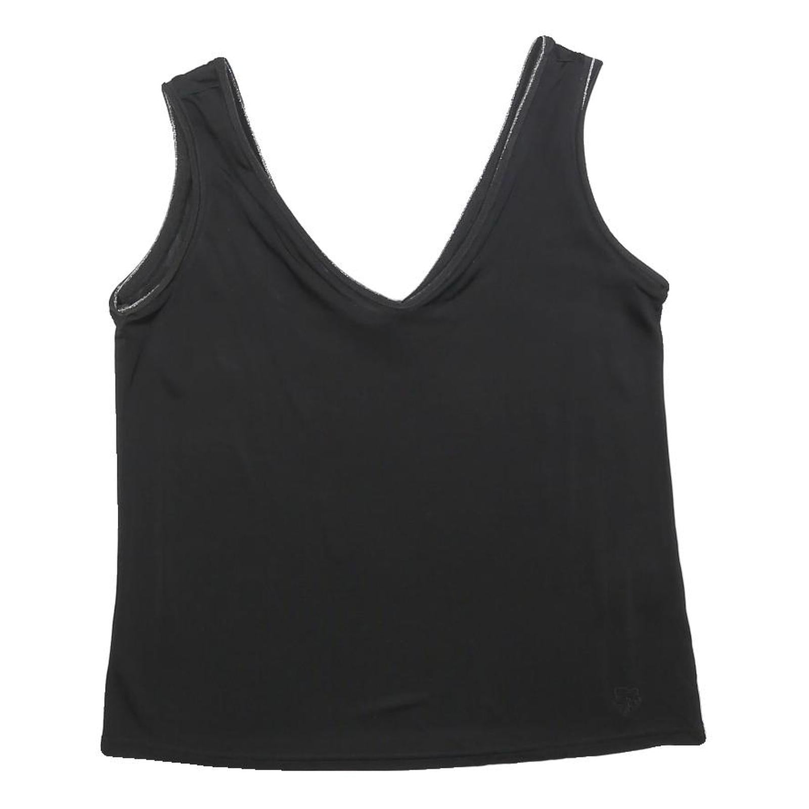 TED BAKER Womens Black Sleeveless V-Neck Top L Smooth Polyester Blend
