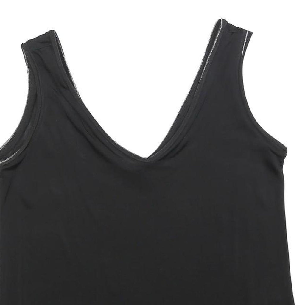 TED BAKER Womens Black Sleeveless V-Neck Top L Smooth Polyester Blend