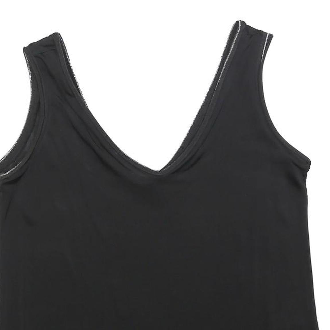 TED BAKER Womens Black Sleeveless V-Neck Top L Smooth Polyester Blend