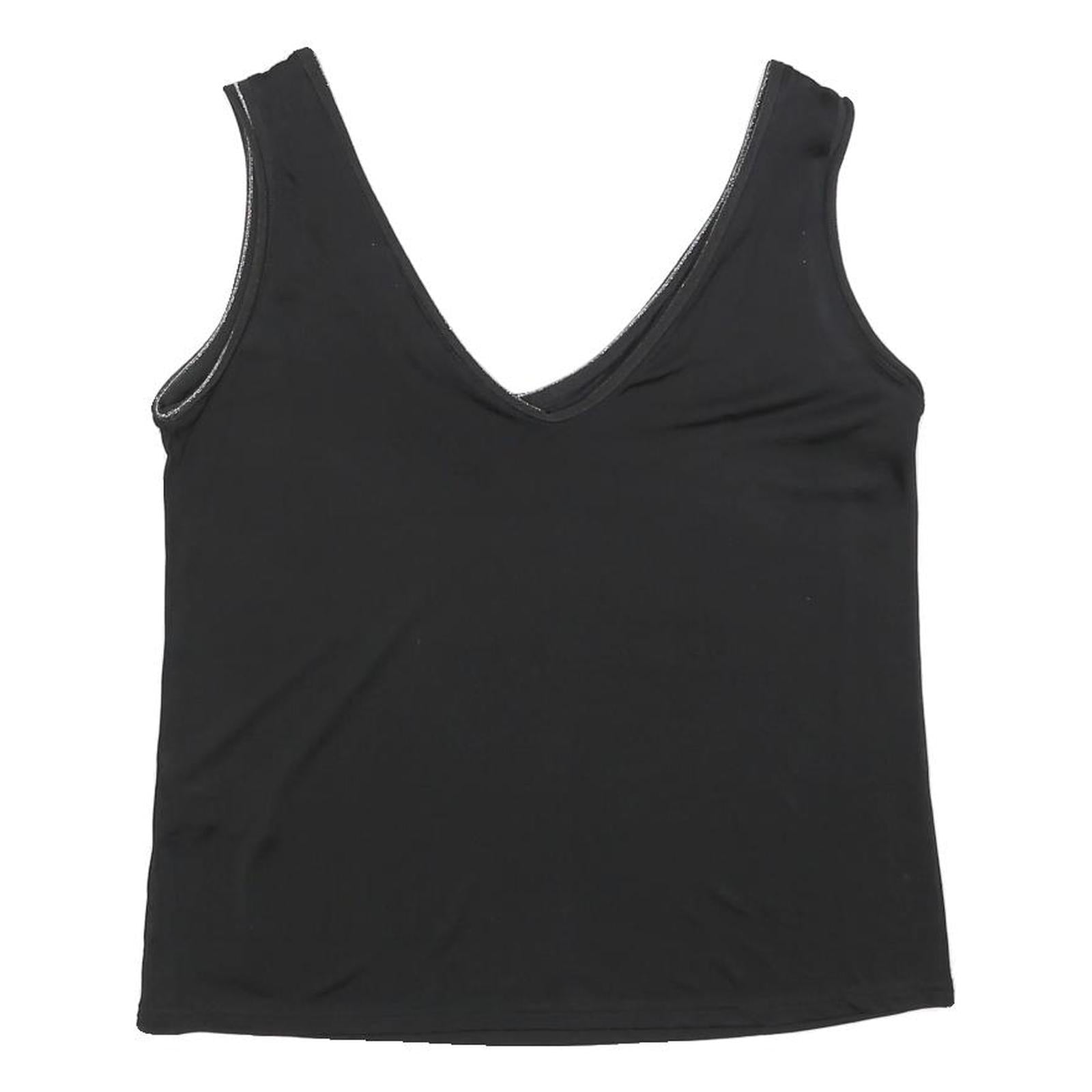 TED BAKER Womens Black Sleeveless V-Neck Top L Smooth Polyester Blend