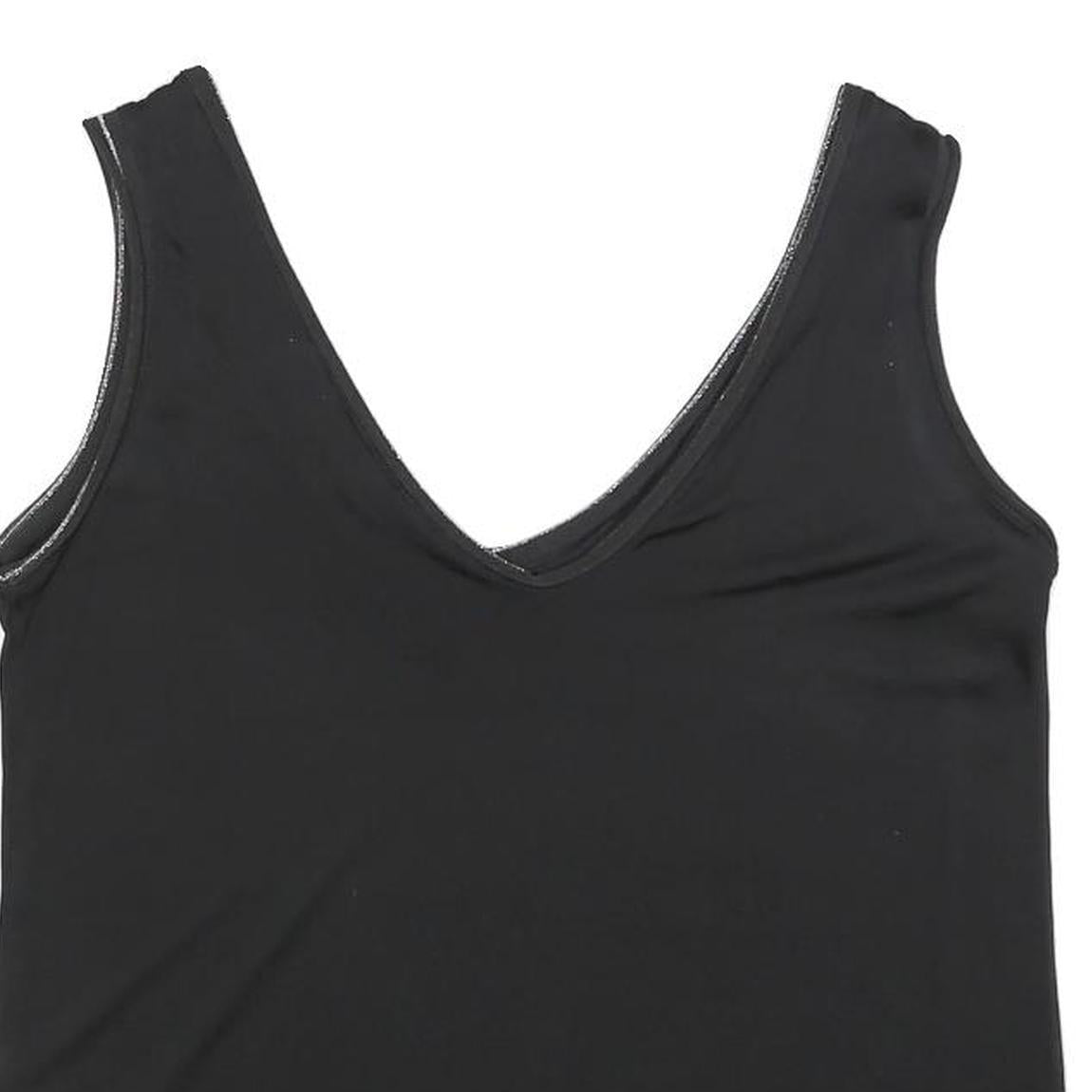 TED BAKER Womens Black Sleeveless V-Neck Top L Smooth Polyester Blend