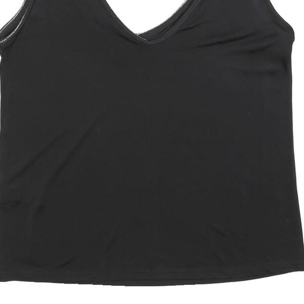 TED BAKER Womens Black Sleeveless V-Neck Top L Smooth Polyester Blend