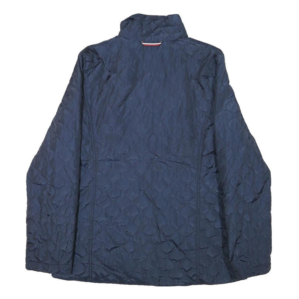 TOMMY HILFIGER Womens Navy Blue Quilted Jacket S Cotton Blend Zip Casual