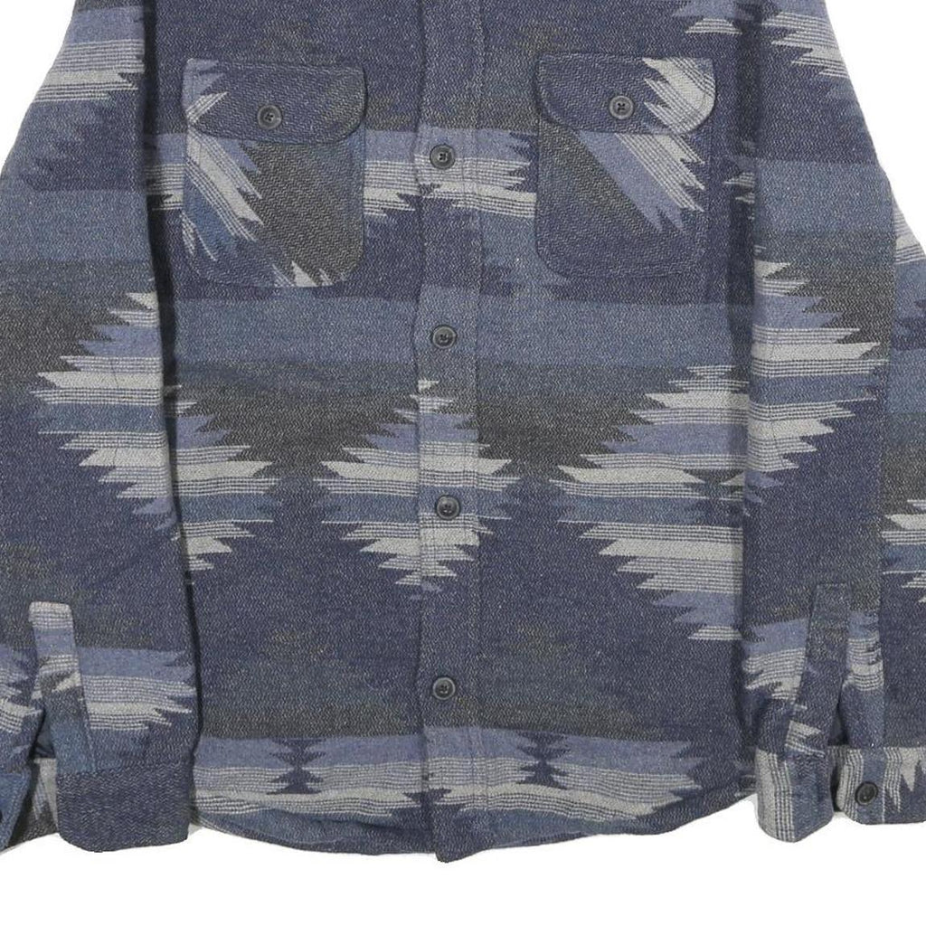 JACHS Mens Blue & Grey Patterned Wool Blend Jacket L Woven Classic Button