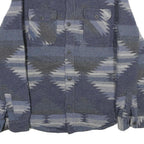 JACHS Mens Blue & Grey Patterned Wool Blend Jacket L Woven Classic Button