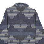 JACHS Mens Blue & Grey Patterned Wool Blend Jacket L Woven Classic Button