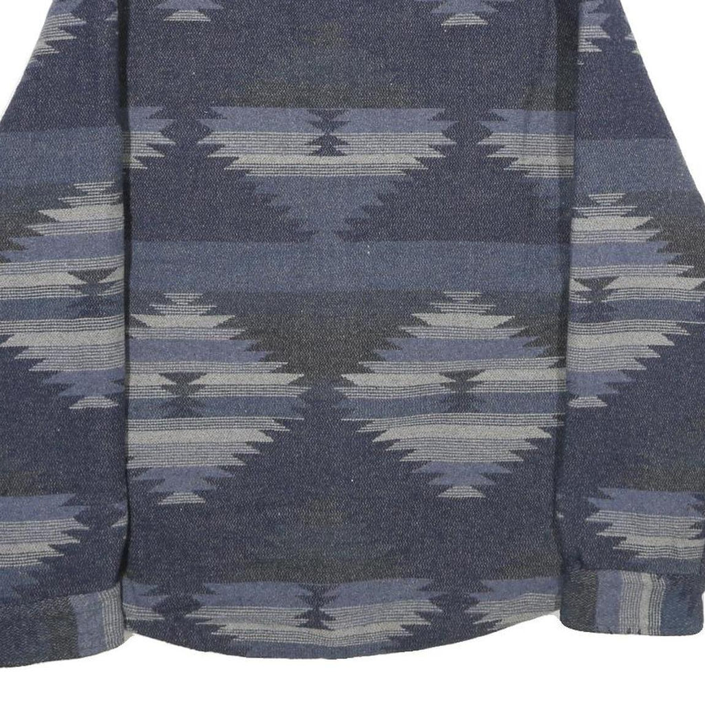 JACHS Mens Blue & Grey Patterned Wool Blend Jacket L Woven Classic Button