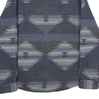 JACHS Mens Blue & Grey Patterned Wool Blend Jacket L Woven Classic Button