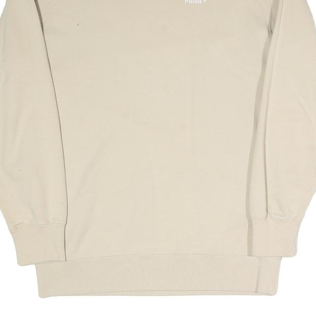 PUMA Mens Beige XS Crew Neck Cotton Blend Sweatshirt Logo Athletic Pullover