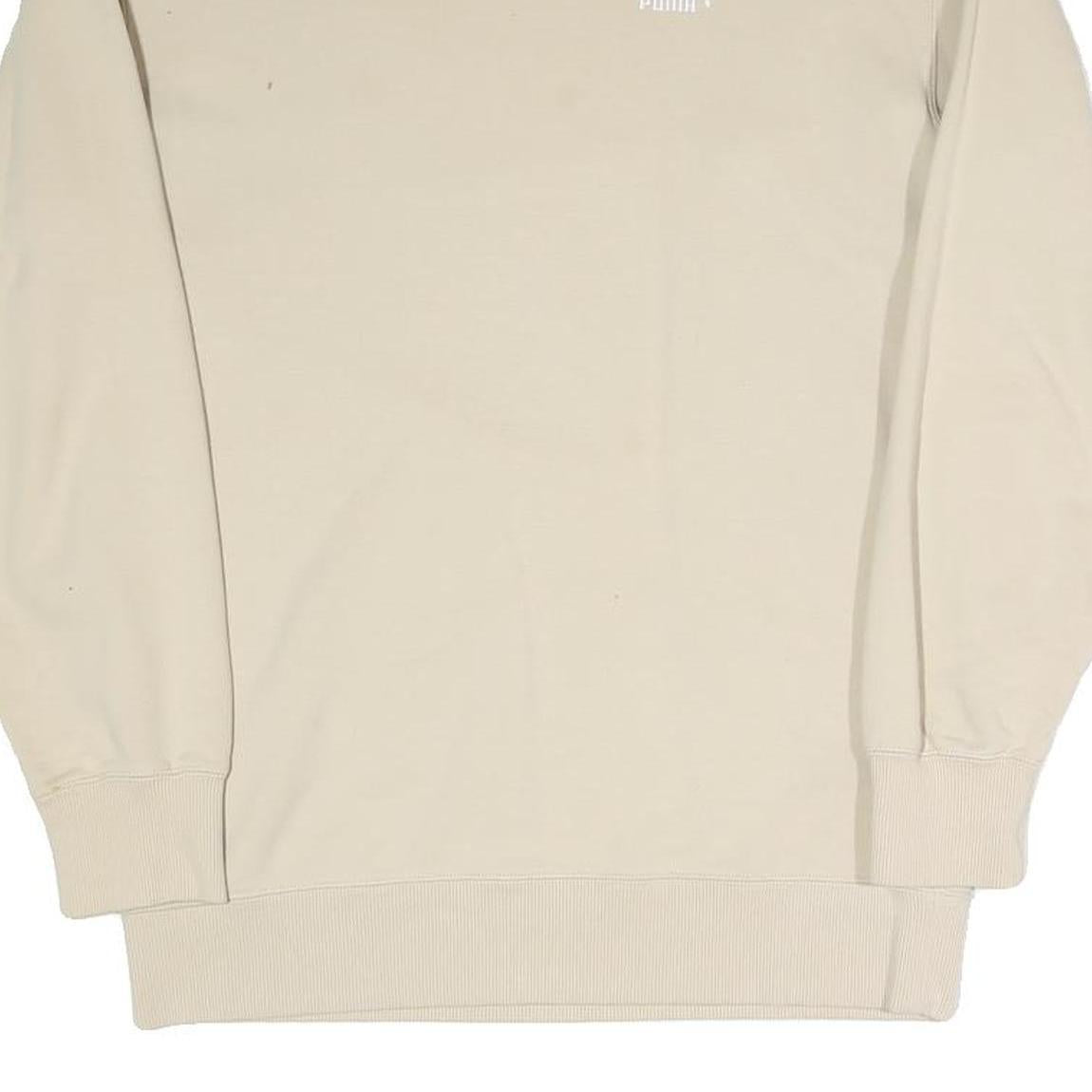 PUMA Mens Beige XS Crew Neck Cotton Blend Sweatshirt Logo Athletic Pullover