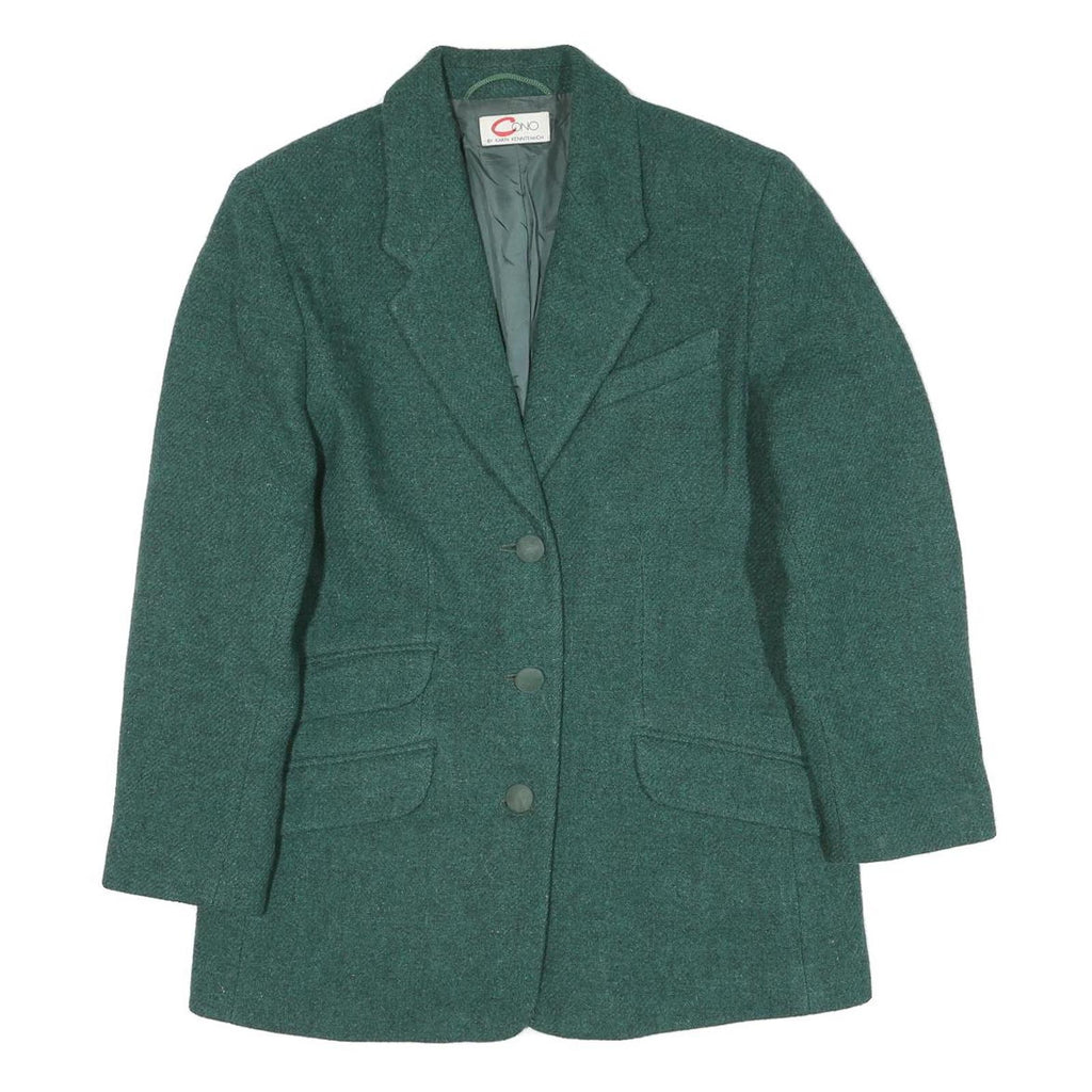 CONO Womens Green Jacket M Polyester Blend Classic Button Closure Elbow Patch