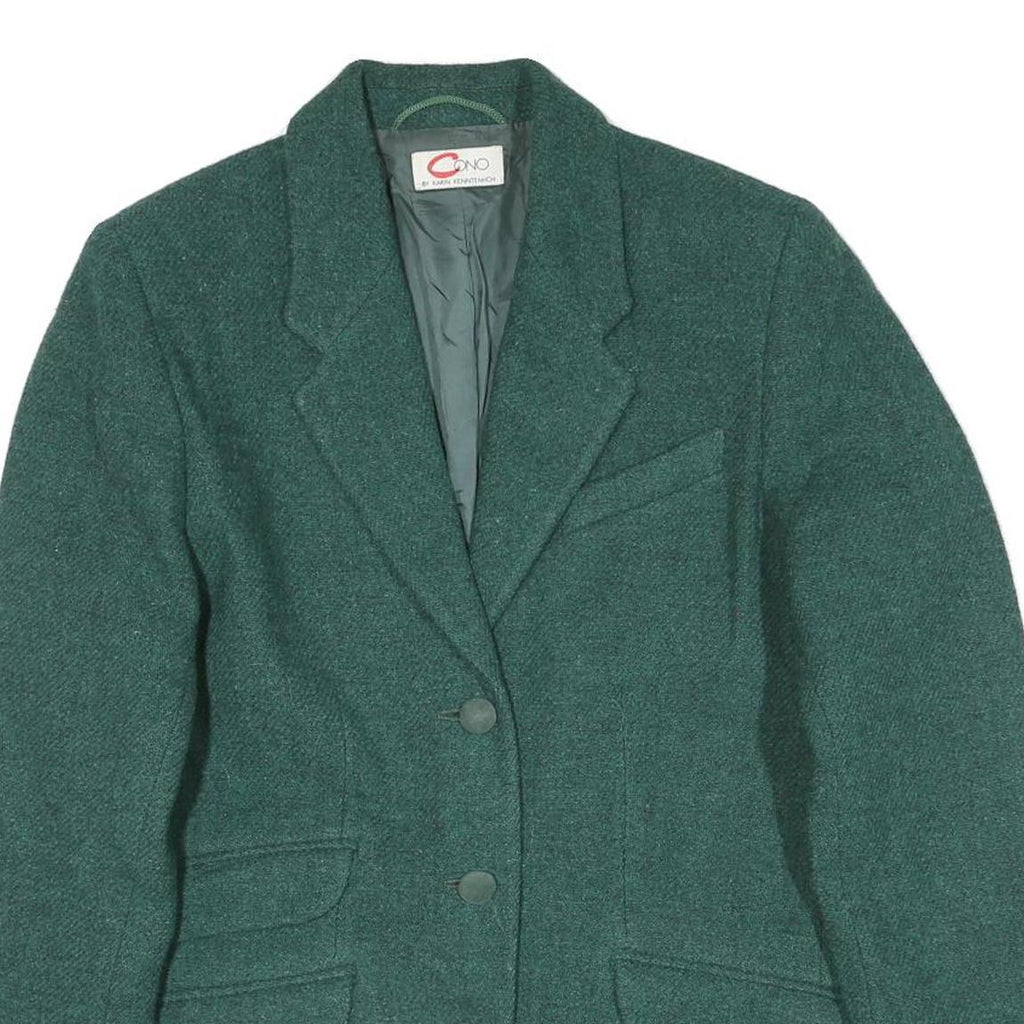 CONO Womens Green Jacket M Polyester Blend Classic Button Closure Elbow Patch