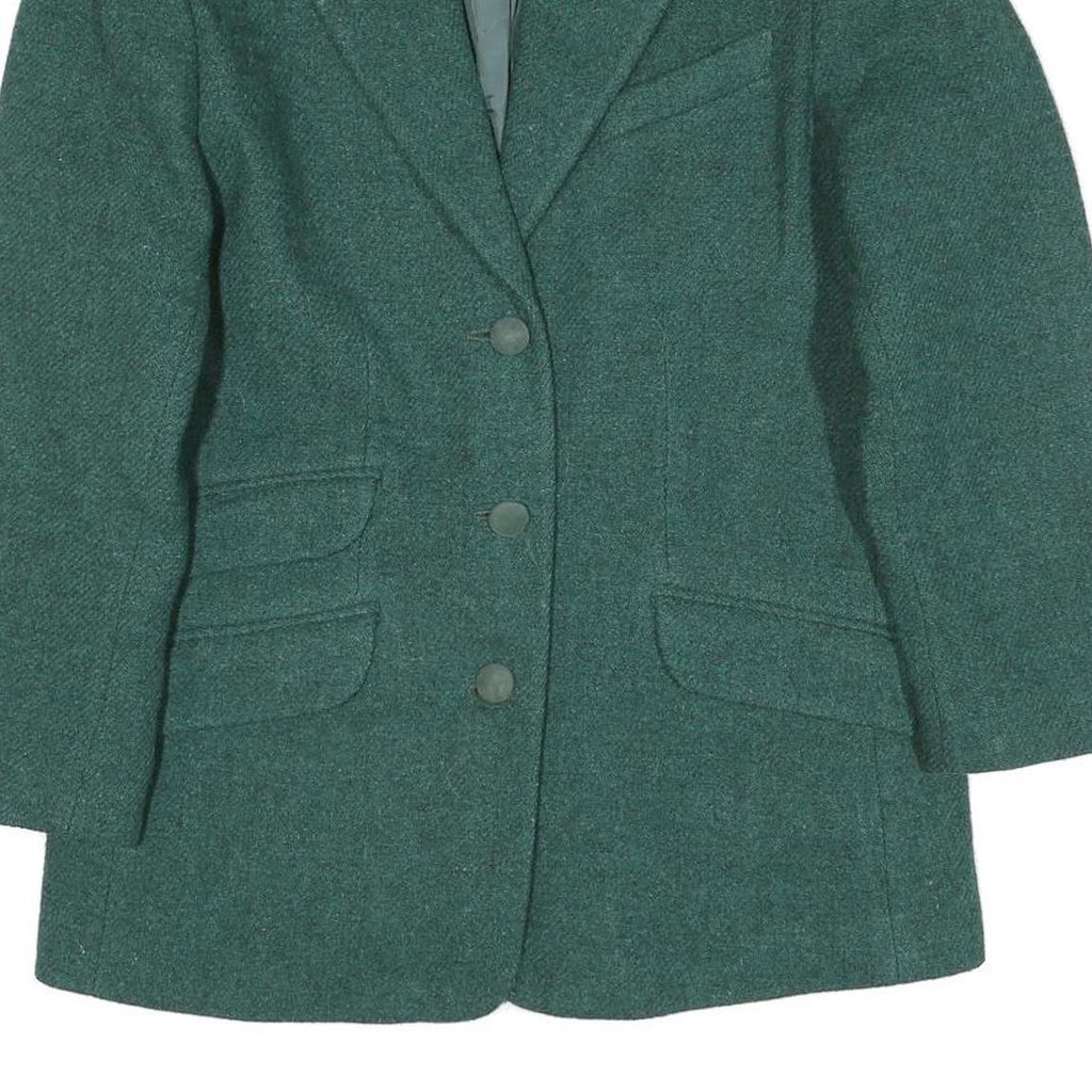 CONO Womens Green Jacket M Polyester Blend Classic Button Closure Elbow Patch