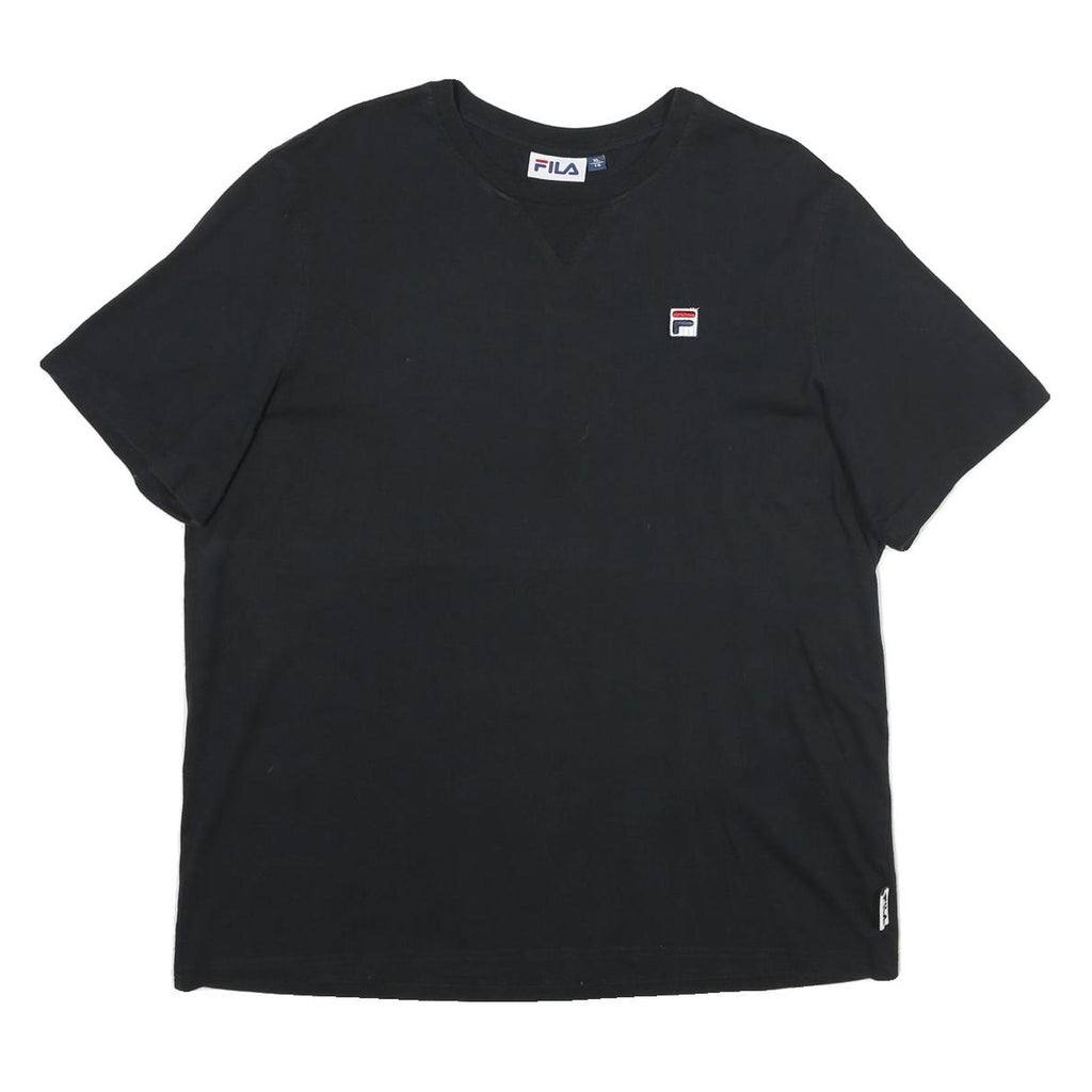 FILA Mens Black XL T-Shirt Short Sleeve Crew Neck Embroidered Logo Cotton