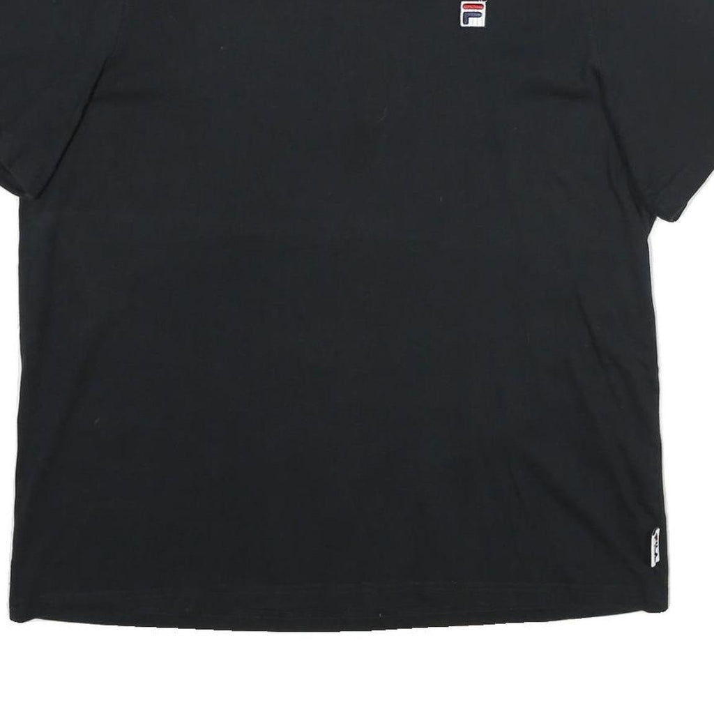 FILA Mens Black XL T-Shirt Short Sleeve Crew Neck Embroidered Logo Cotton