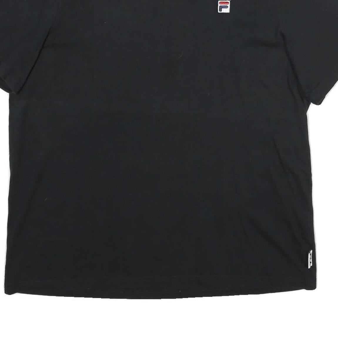 FILA Mens Black XL T-Shirt Short Sleeve Crew Neck Embroidered Logo Cotton