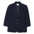 TALBOTS Womens Navy Blue Classic Jacket M Cotton Blend Button Front Formal