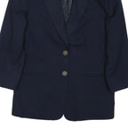 TALBOTS Womens Navy Blue Classic Jacket M Cotton Blend Button Front Formal