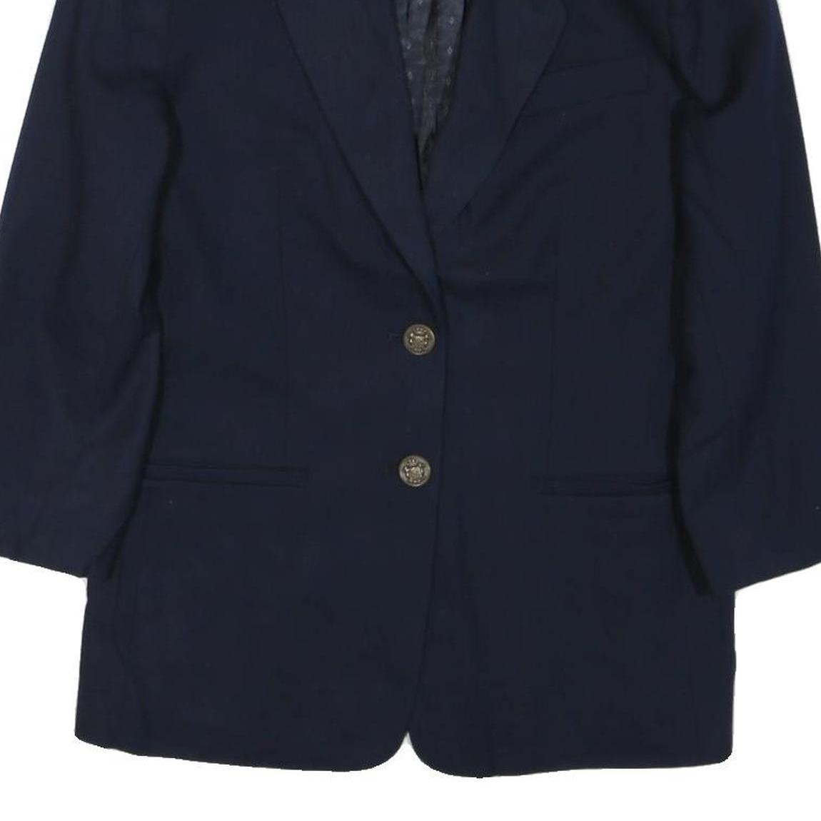 TALBOTS Womens Navy Blue Classic Jacket M Cotton Blend Button Front Formal