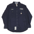 CARHARTT Mens Blue Workwear Cotton Blend Shirt L Curtiss-Wright Logo
