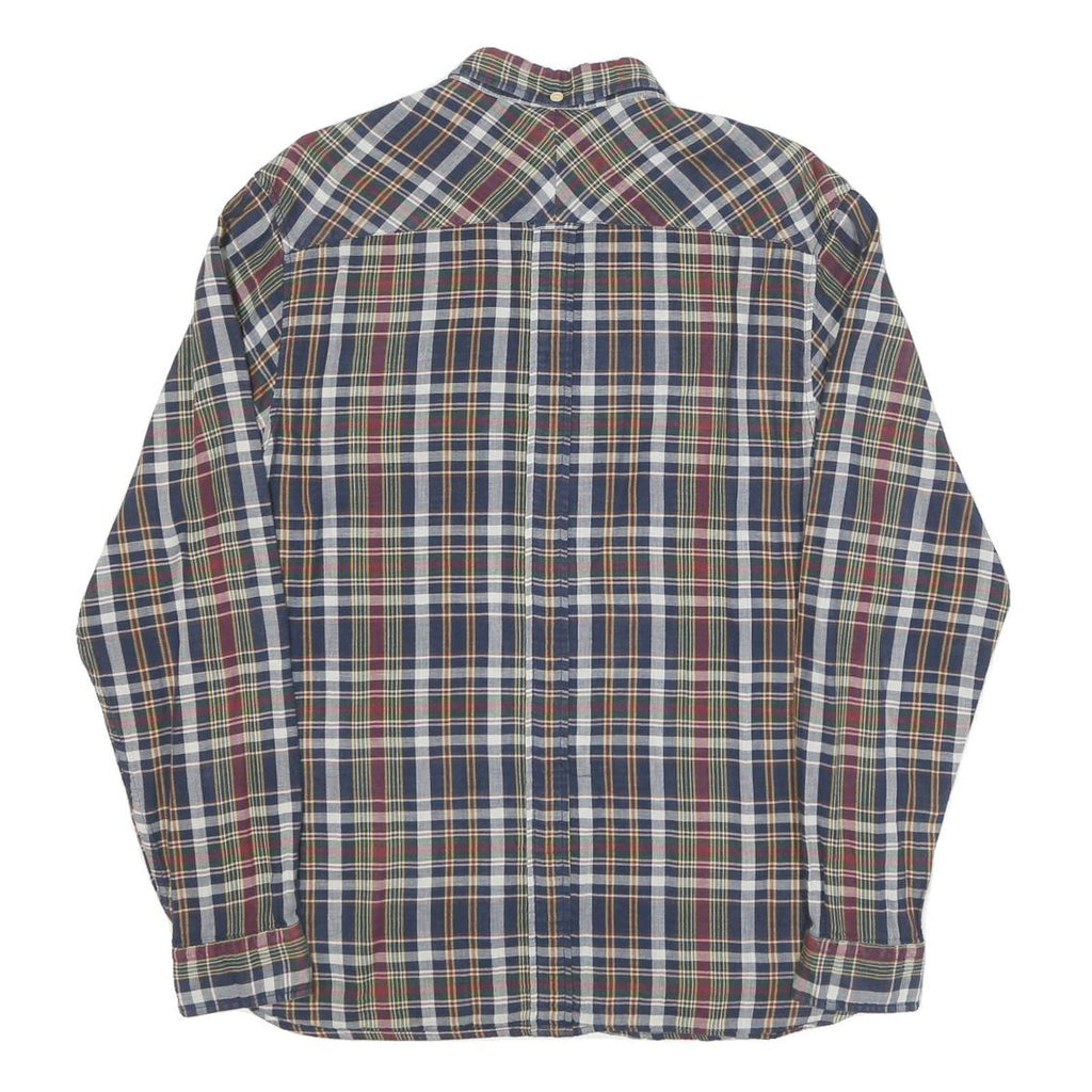 FRED PERRY Mens Blue Red Green Check Shirt M Cotton Blend Classic Button-Down