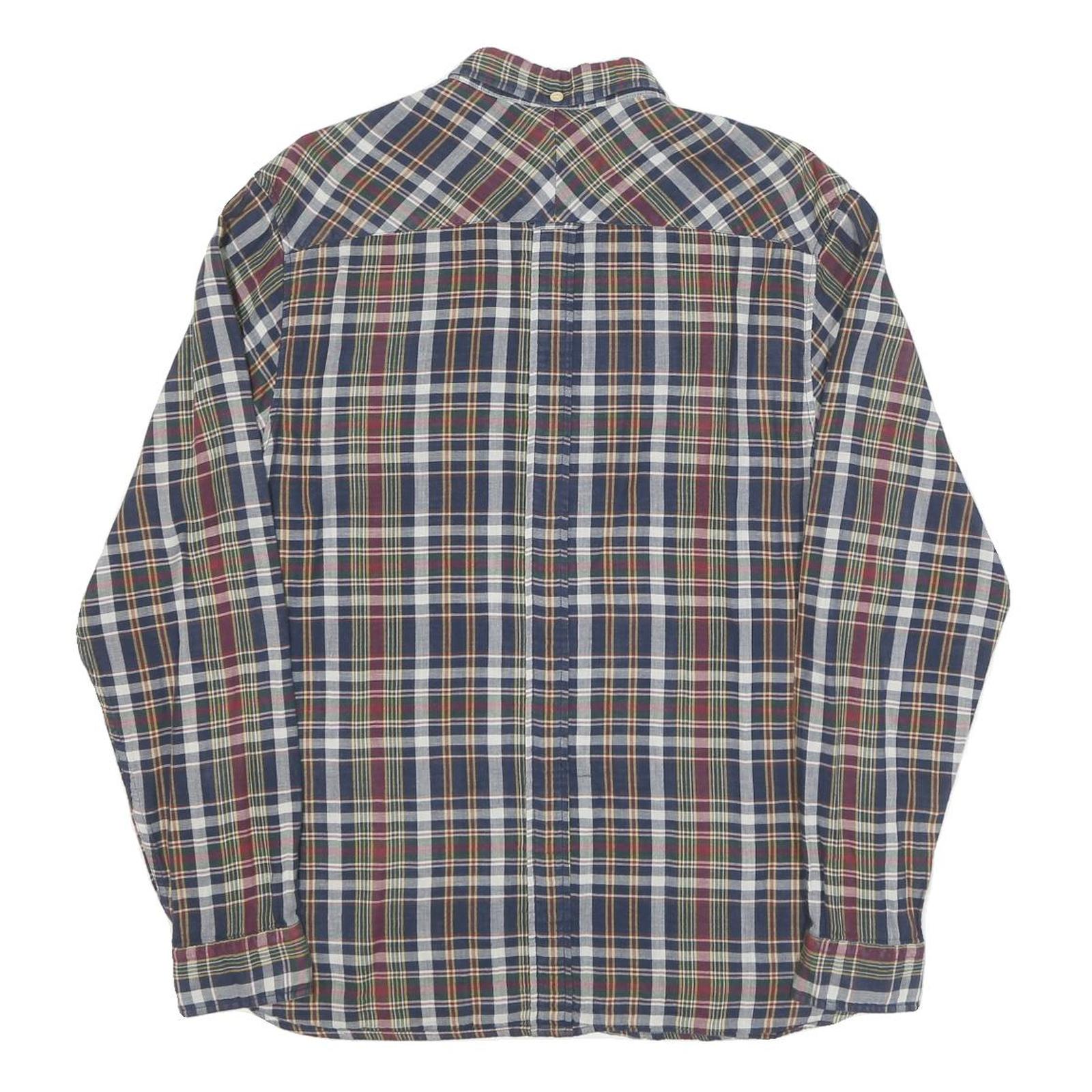 FRED PERRY Mens Blue Red Green Check Shirt M Cotton Blend Classic Button-Down