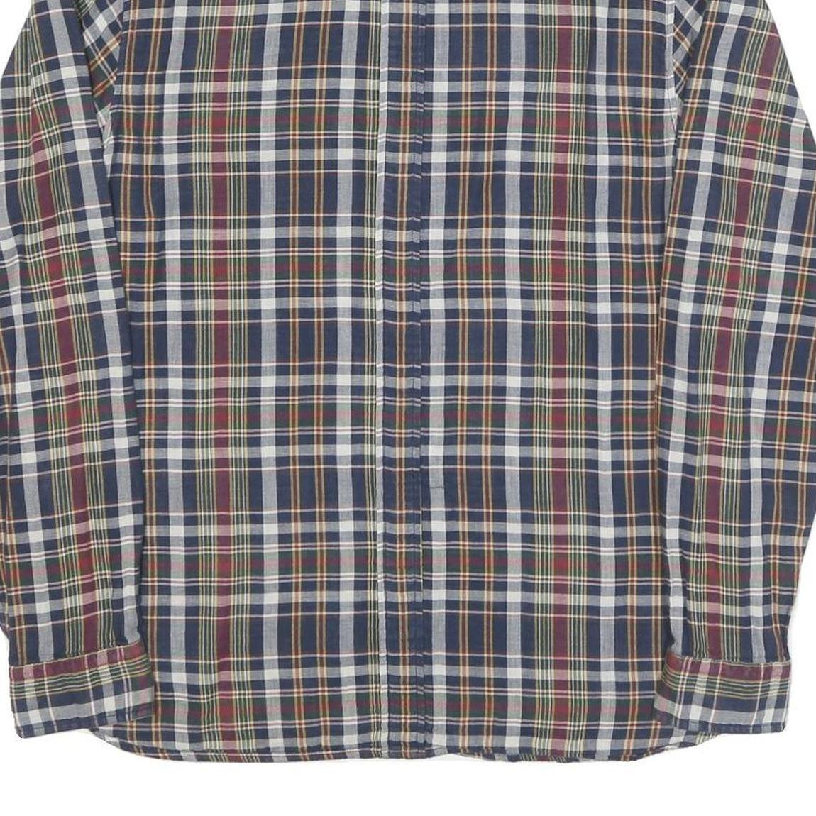 FRED PERRY Mens Blue Red Green Check Shirt M Cotton Blend Classic Button-Down