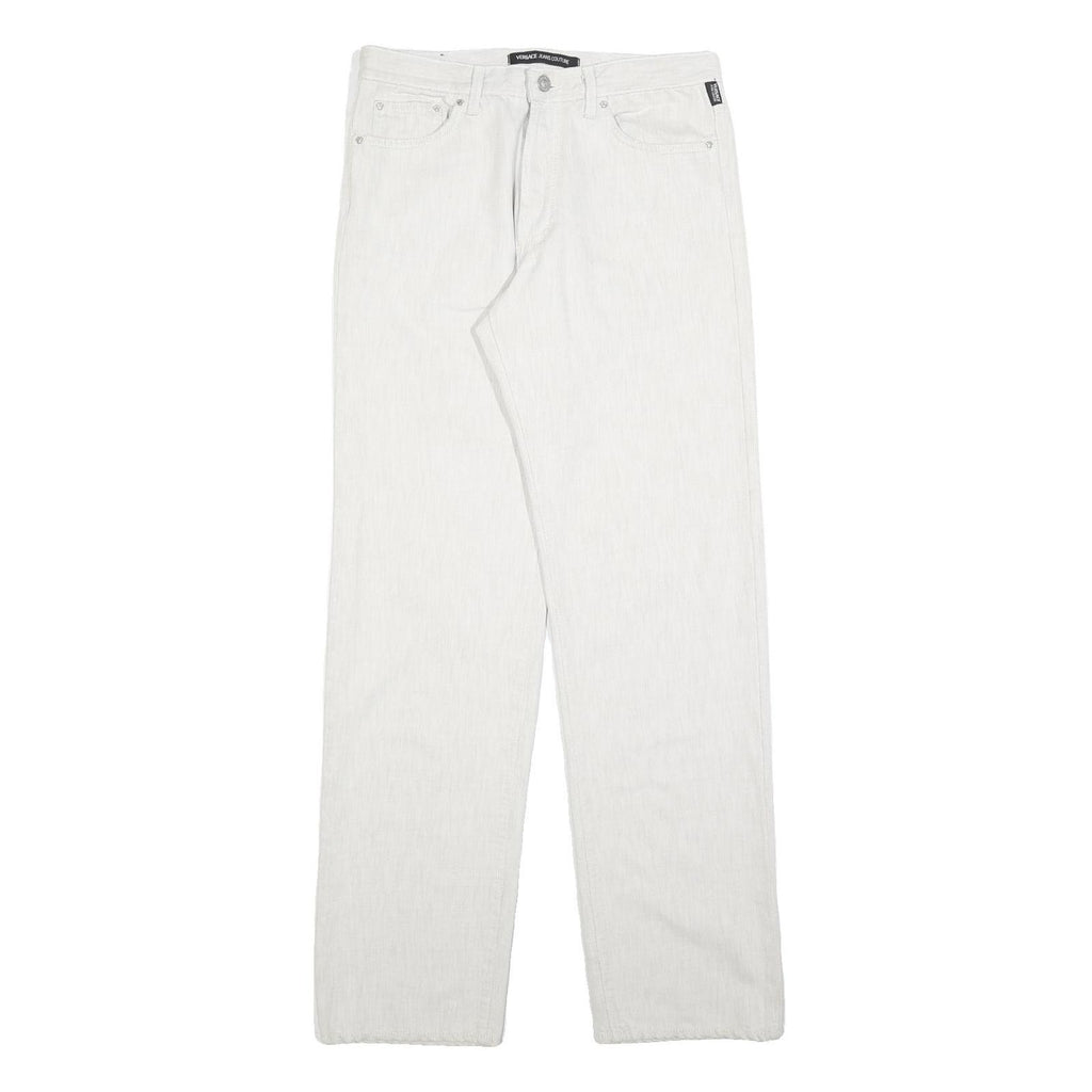 VERSACE JEANS COUTURE Mens White Regular Straight Denim Light W30 L34 Button