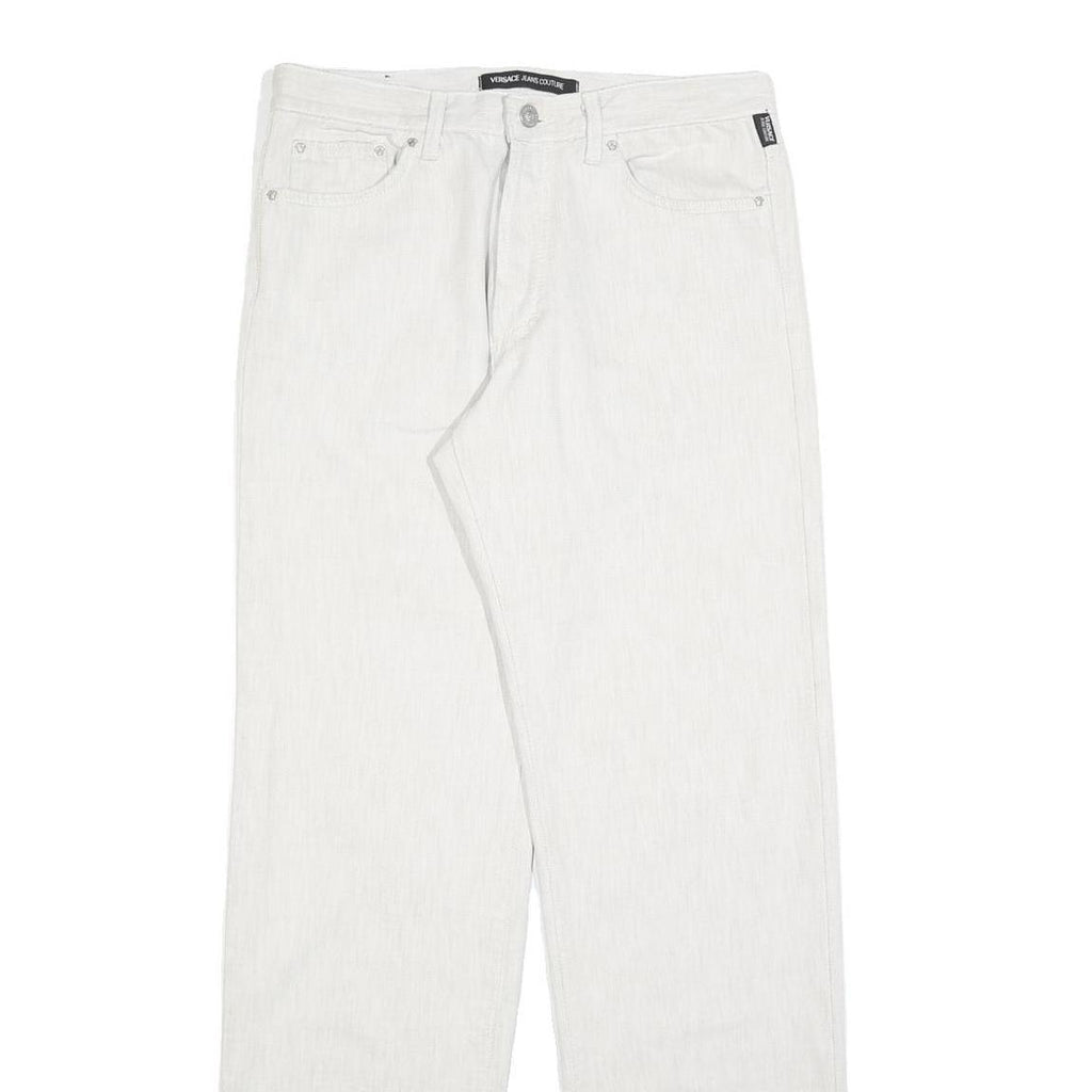 VERSACE JEANS COUTURE Mens White Regular Straight Denim Light W30 L34 Button