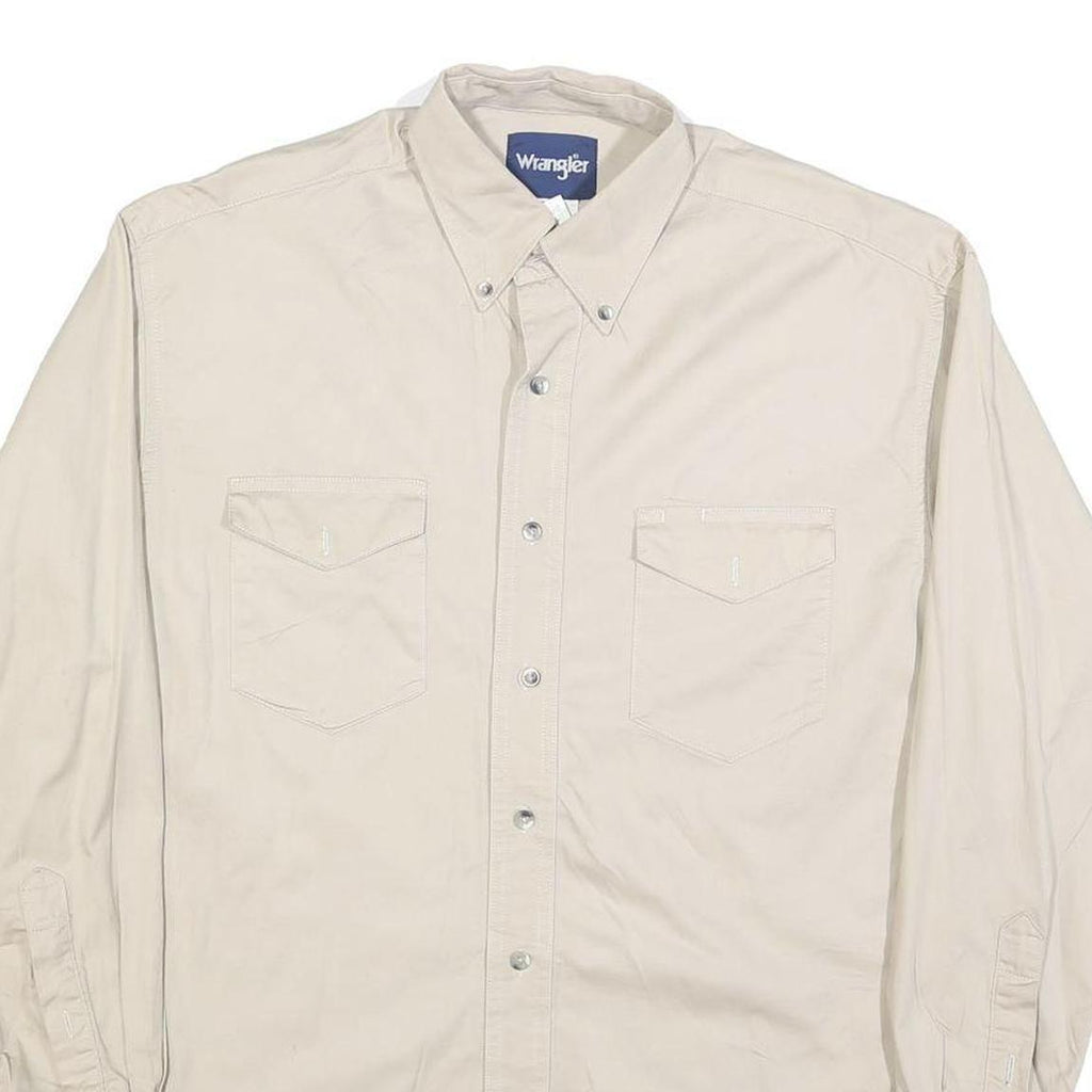 WRANGLER Mens Beige Cotton Blend Shirt M Button Down Long Sleeve Classic