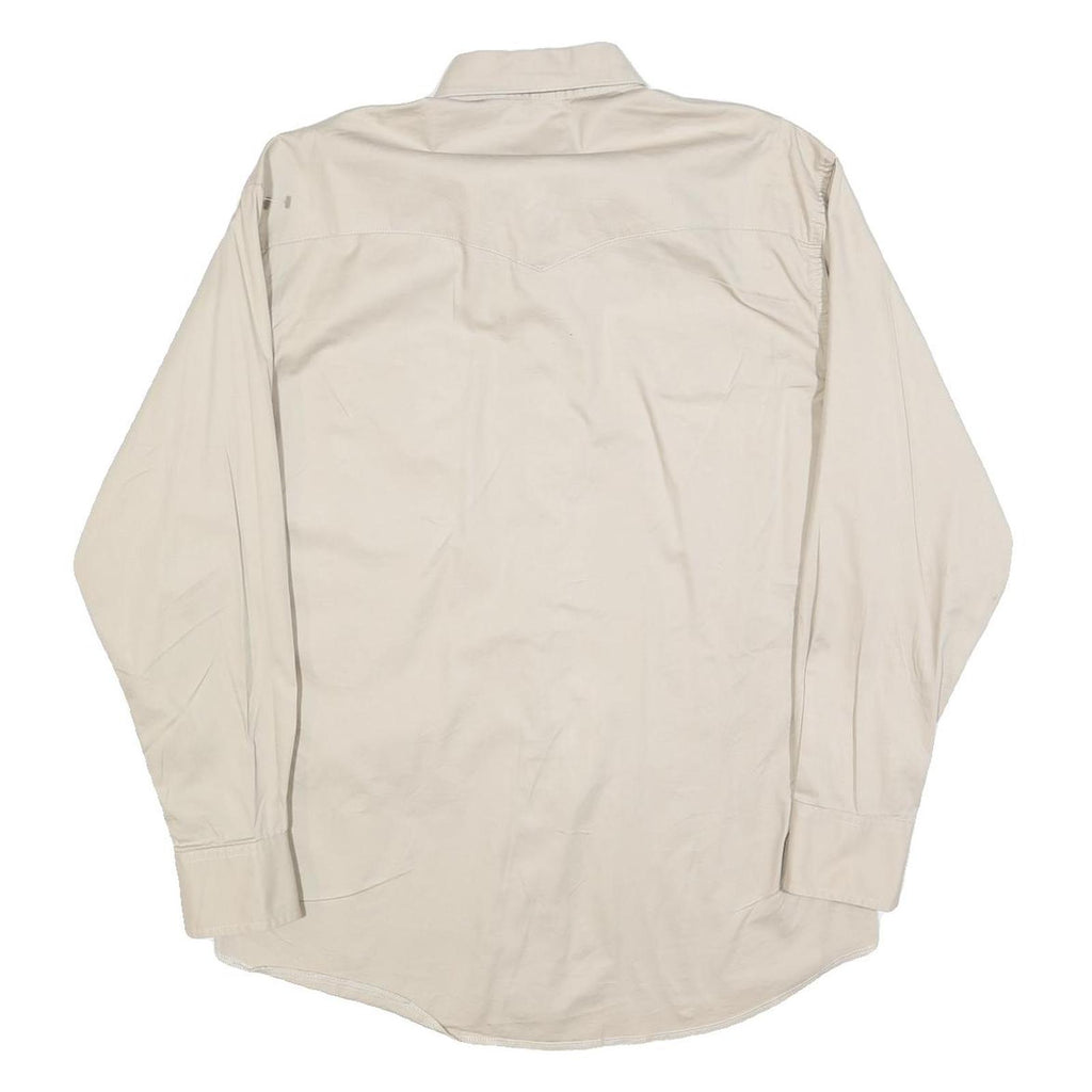 WRANGLER Mens Beige Cotton Blend Shirt M Button Down Long Sleeve Classic