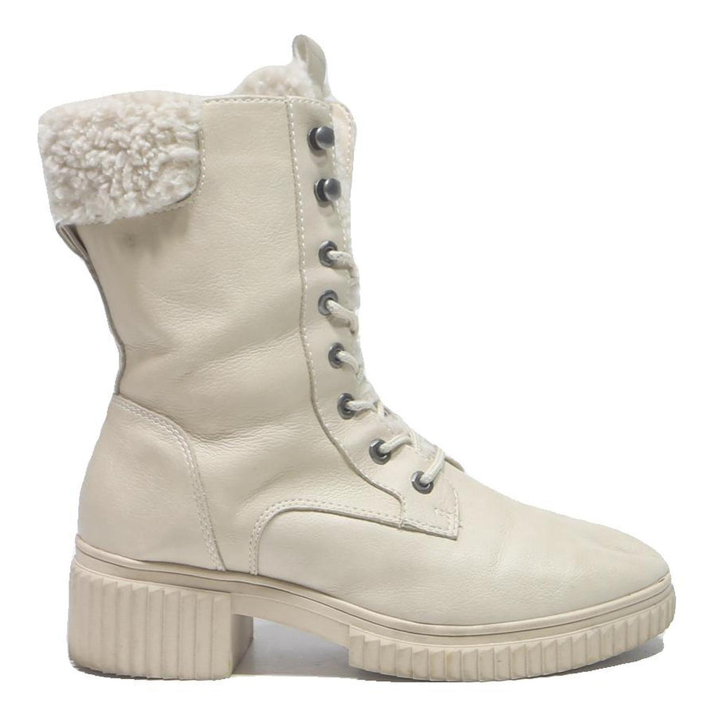 GRACELAND Womens Ankle Lace-Up Boots White Leather UK 4 Comfortable Warm Winter