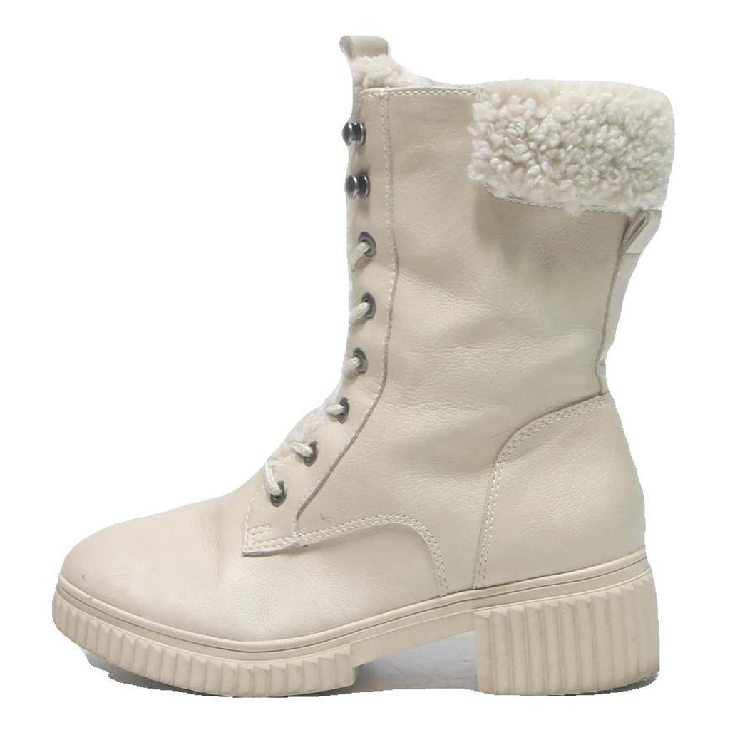 GRACELAND Womens Ankle Lace-Up Boots White Leather UK 4 Comfortable Warm Winter