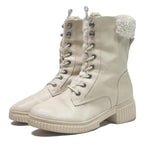 GRACELAND Womens Ankle Lace-Up Boots White Leather UK 4 Comfortable Warm Winter