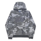 NIKE Mens Grey Camo Pullover Hoodie S Cotton Blend Casual Sportswear