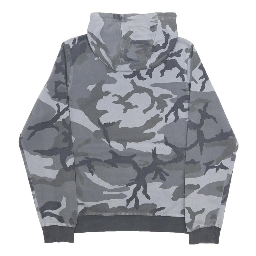 NIKE Mens Grey Camo Pullover Hoodie S Cotton Blend Casual Sportswear