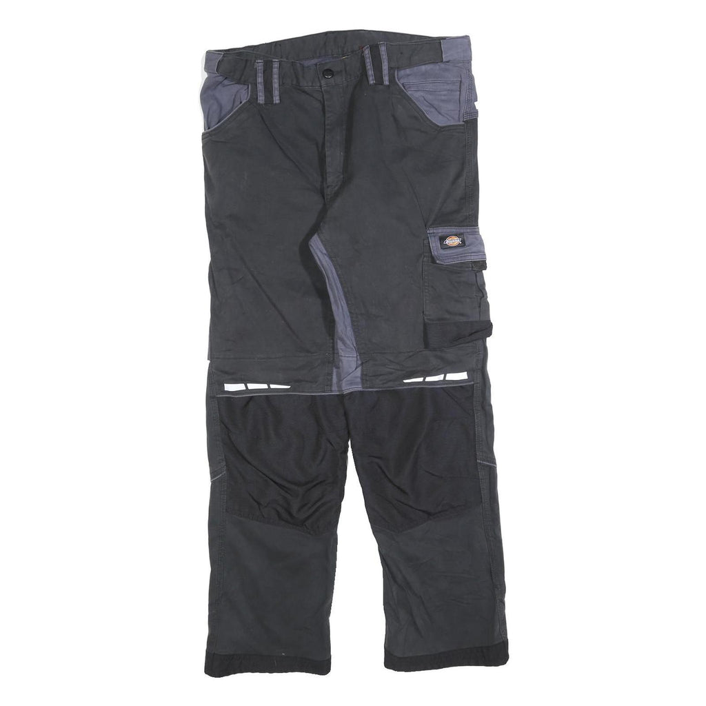 DICKIES Mens Cotton Blend Black & Grey Regular Straight Trousers W36 L30