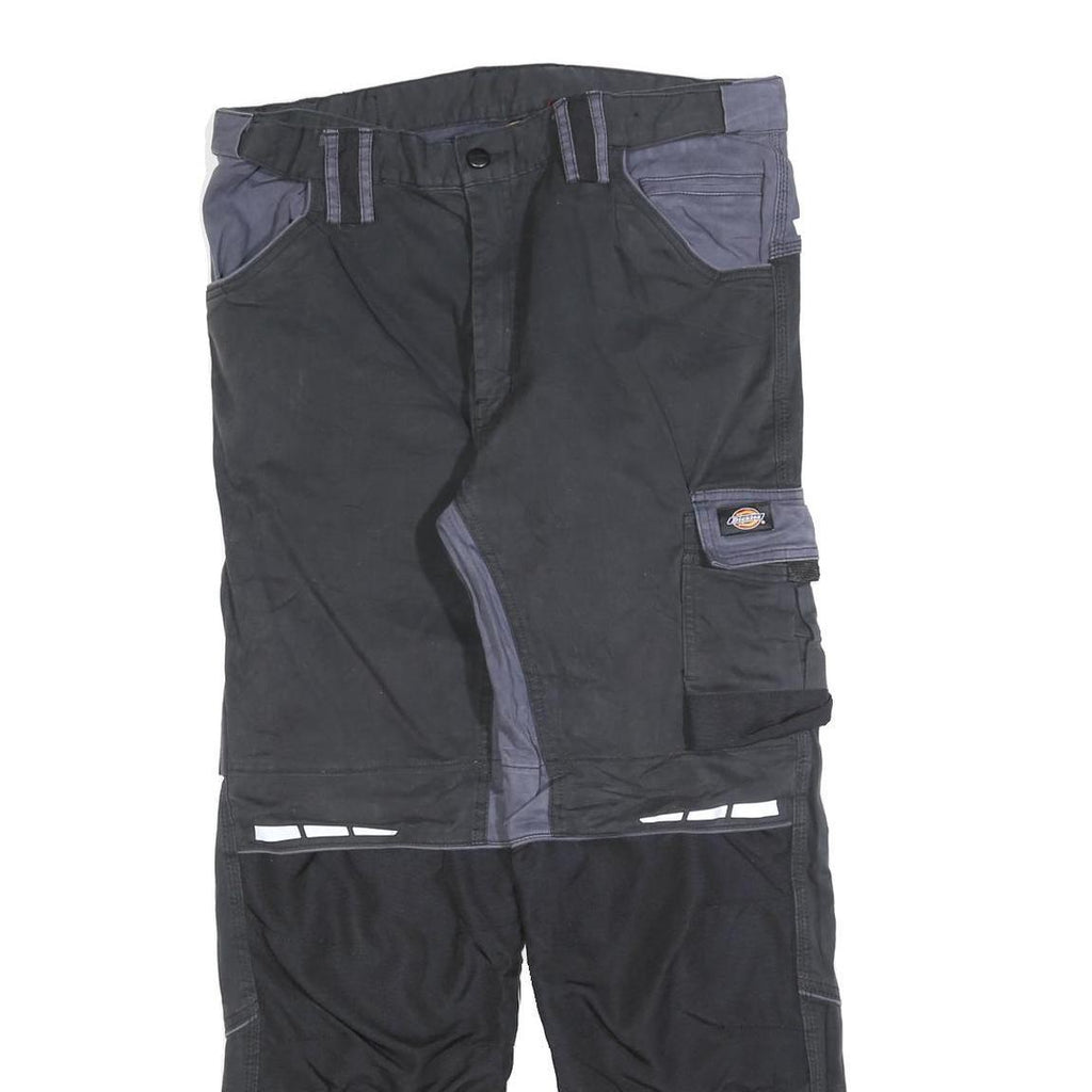 DICKIES Mens Cotton Blend Black & Grey Regular Straight Trousers W36 L30