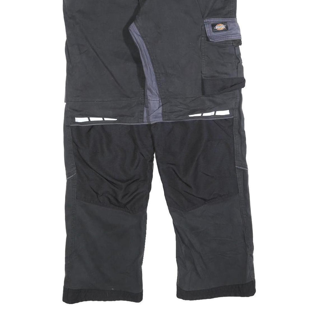 DICKIES Mens Cotton Blend Black & Grey Regular Straight Trousers W36 L30