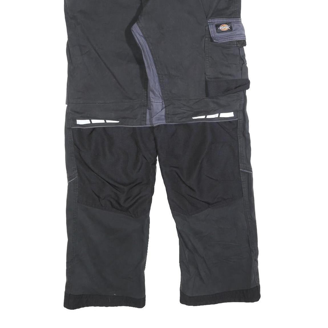 DICKIES Mens Cotton Blend Black & Grey Regular Straight Trousers W36 L30