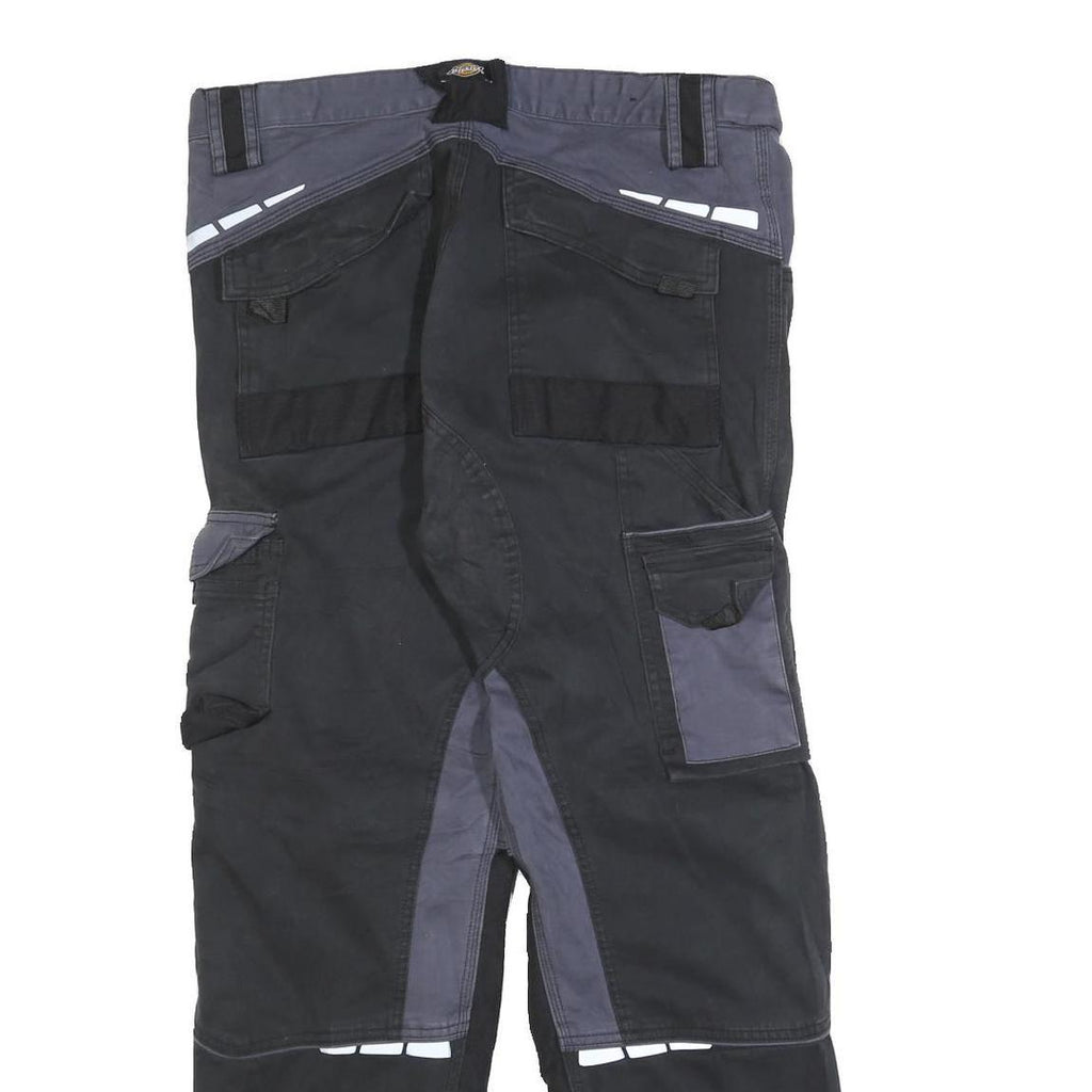 DICKIES Mens Cotton Blend Black & Grey Regular Straight Trousers W36 L30