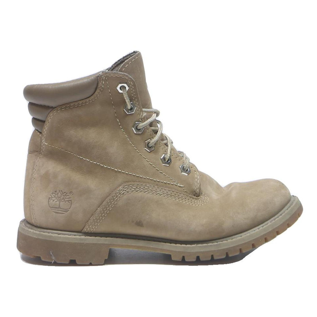 TIMBERLAND Womens Classic Beige Leather Lace-Up Boots UK 5 Durable Outdoor