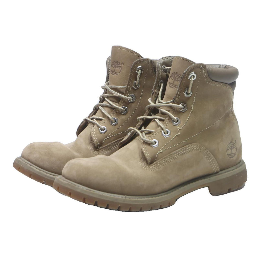 TIMBERLAND Womens Classic Beige Leather Lace-Up Boots UK 5 Durable Outdoor